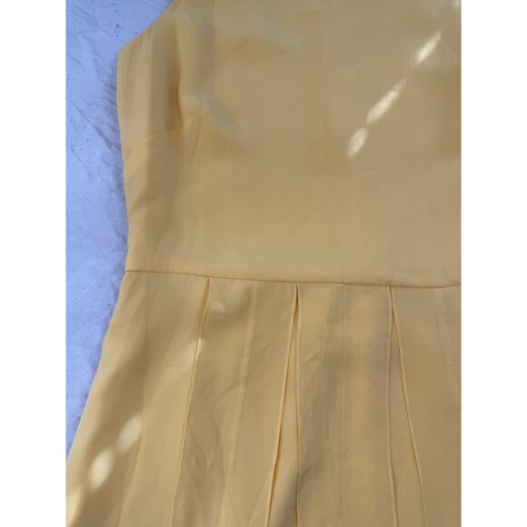 TALBOTS Vintage 100% Pure Silk Sleeveless Pleated Dress Yellow Size 10  - Picture 14 of 16